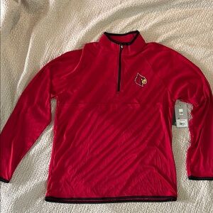 Colosseum UofL Cardinals Red and Black Quarter-Zip Sweatshirt Size Medium